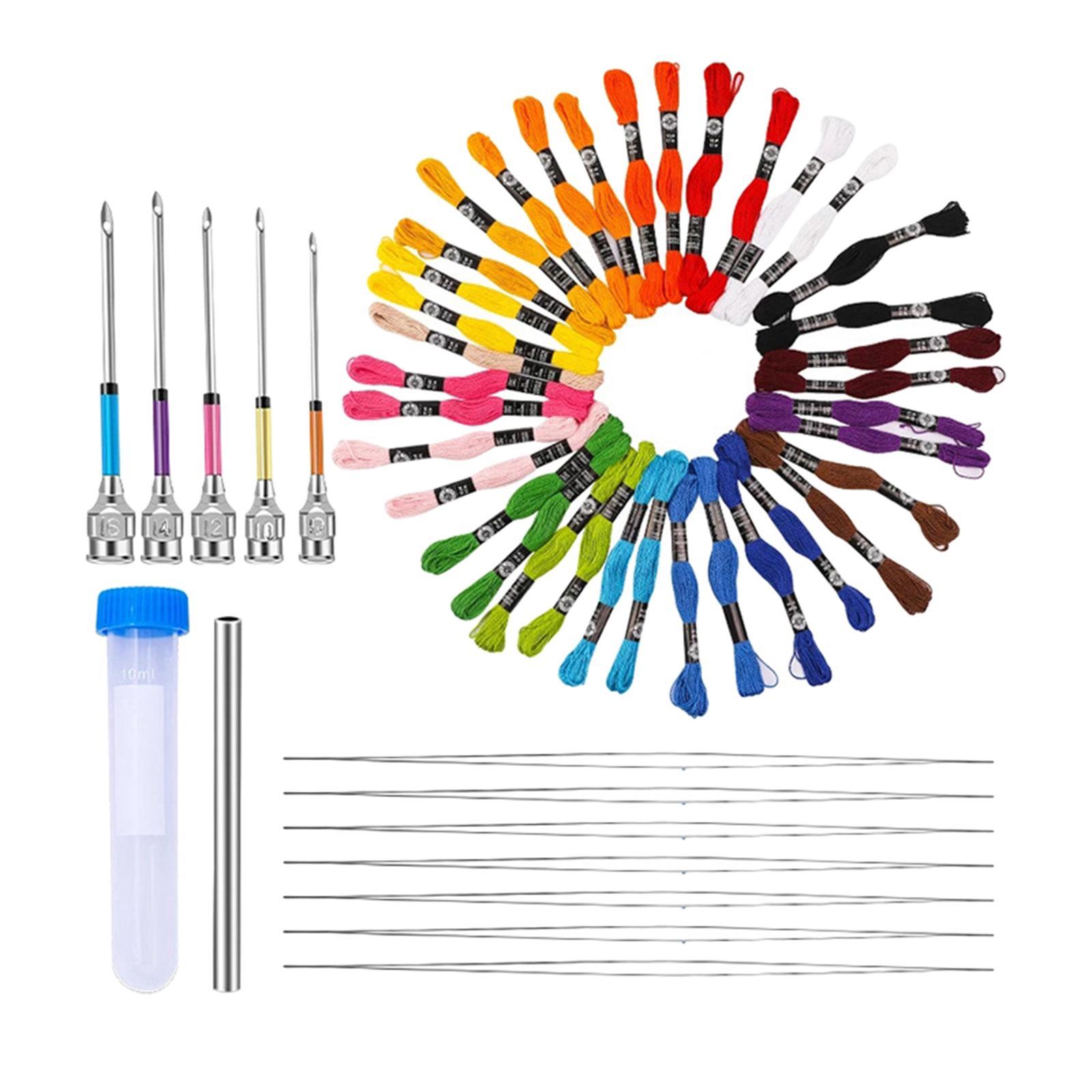 Embroidery Punch Needle, 62 Pcs Punch Needle Tool with Needle Punch, 48 Pcs Embroidery Thread, Embroidery Needles, Punch Needle Kit for Beginners