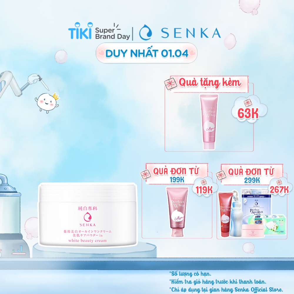 Kem dưỡng trắng da nâng tông 3 trong 1 Senka White Beauty 100g