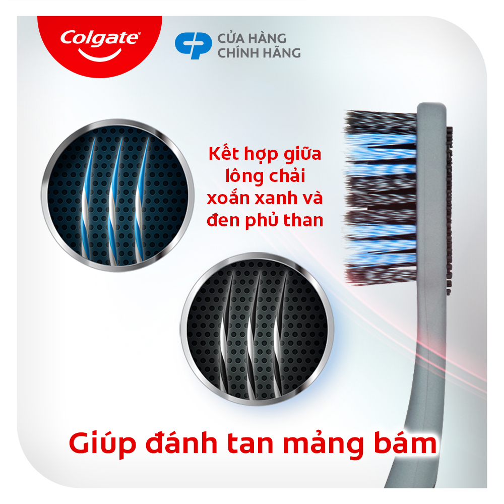 Bộ đôi bàn chải 360 Charcoal xoắn kép