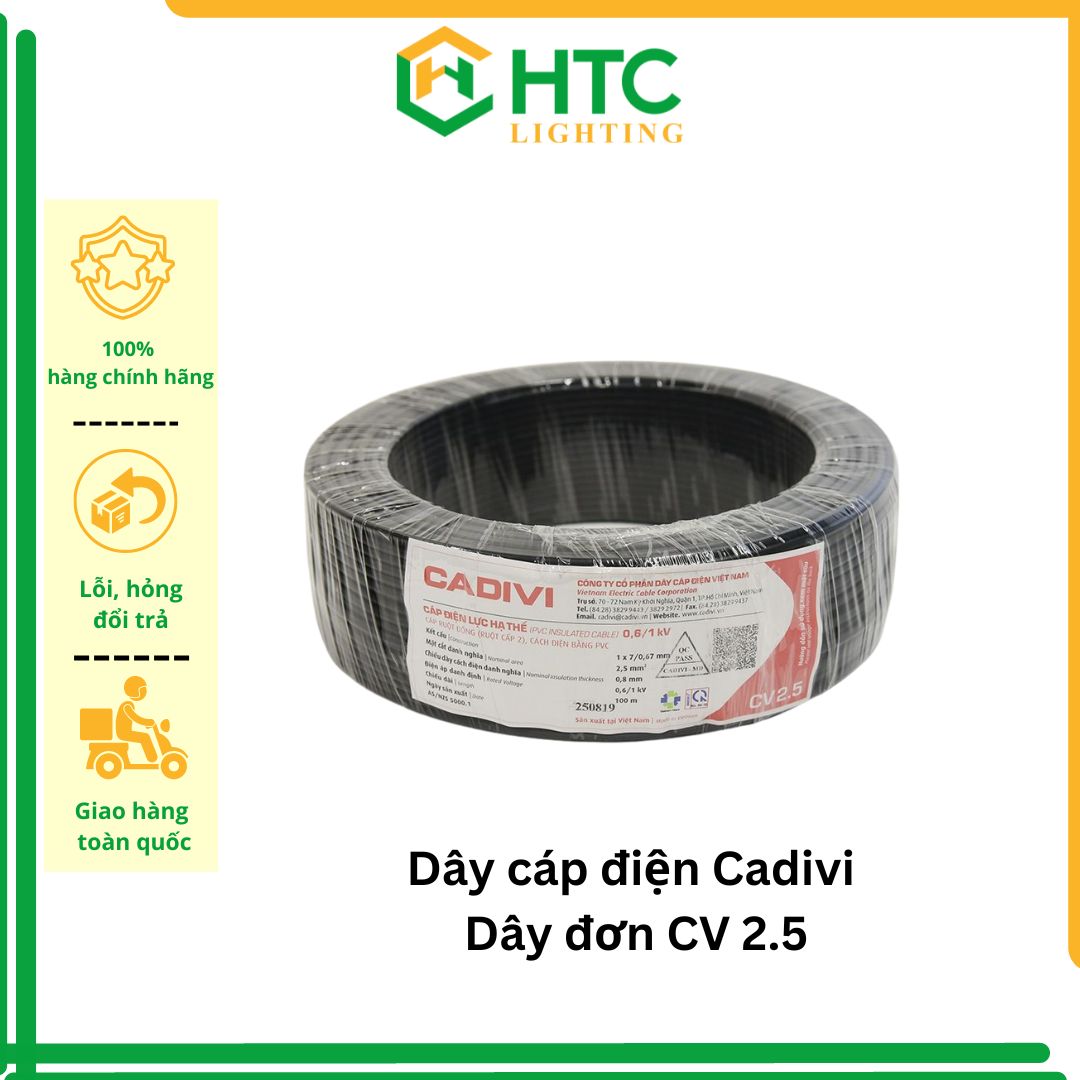 Dây điện Cadivi đơn 3.5 , 4.0, 5.5mm đủ các màu - Cuộn 100m