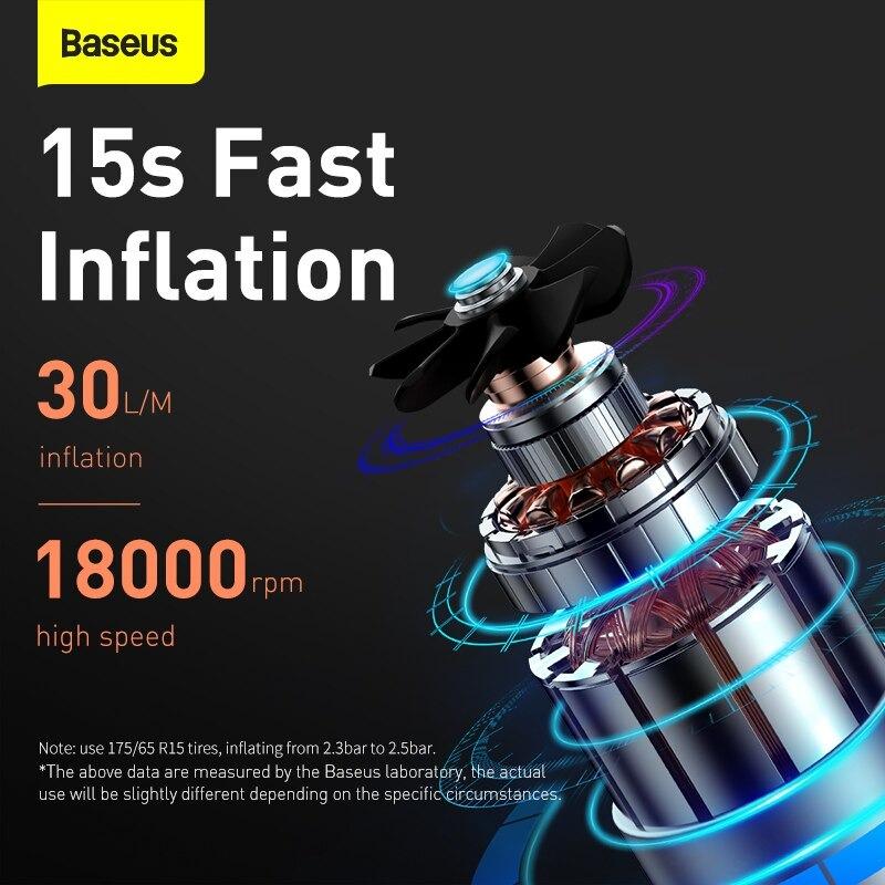 Máy bơm lốp xe thế hệ mới Baseus Super Mini Inflator Pump ( Kết nối qua tẩu sạc 12V)
