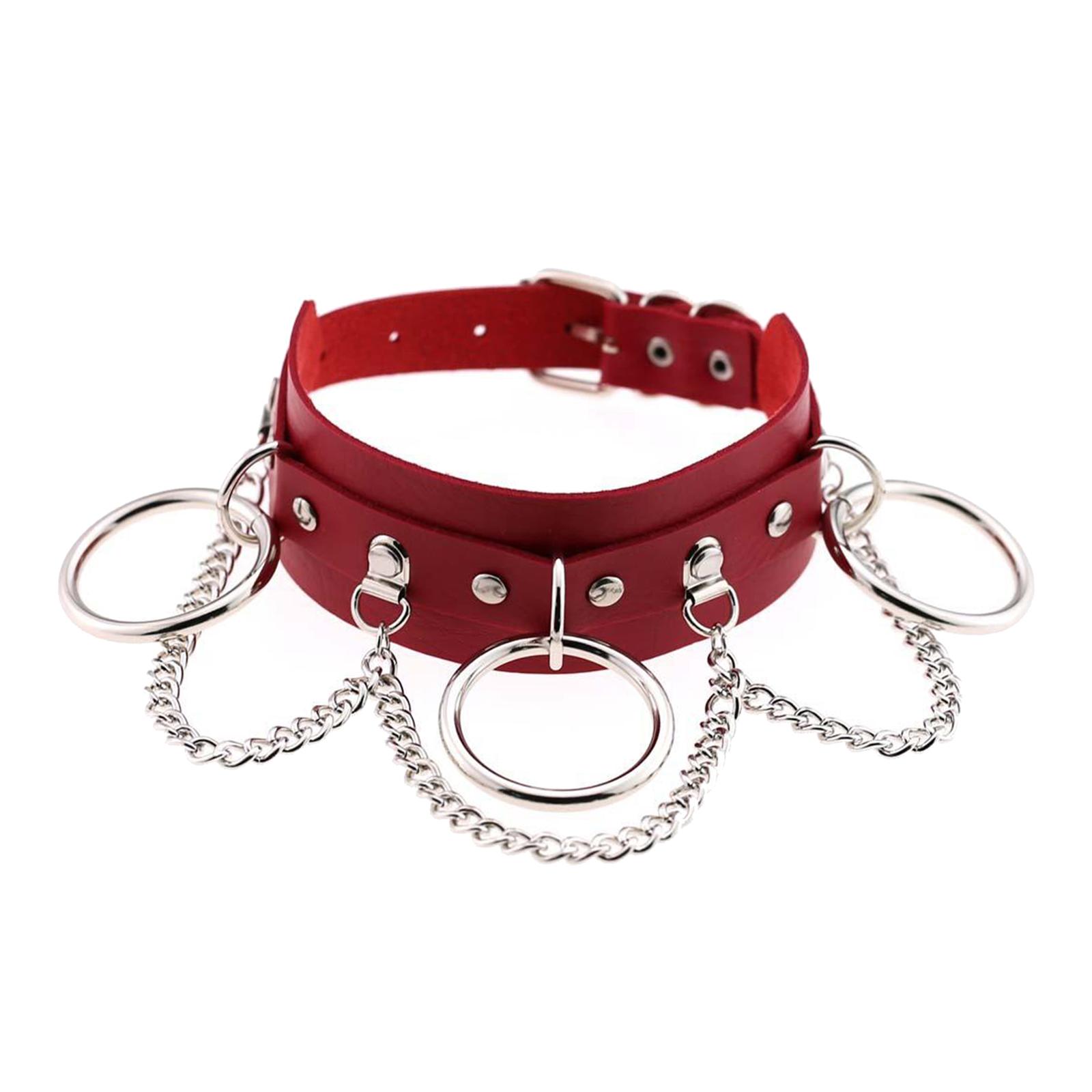 PU Leather Choker Necklace Chain Collar  Rock Necklace Decor