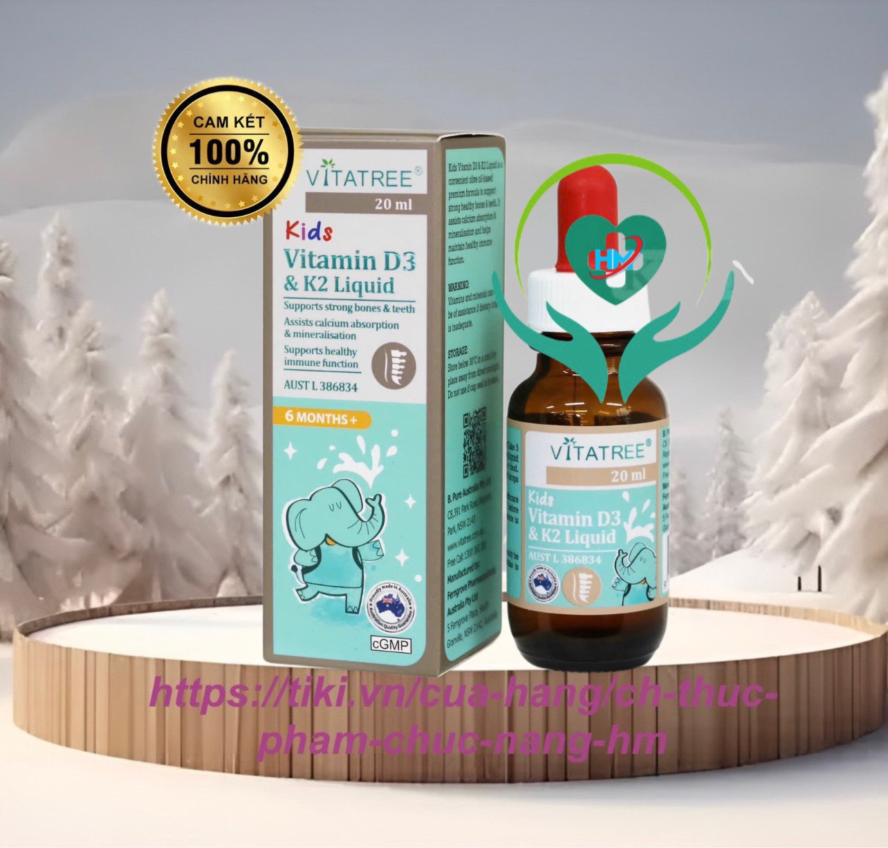 VITATREE Kids Vitamin D3 & K2 Liquid - Lọ 20ml, nhập khẩu Úc