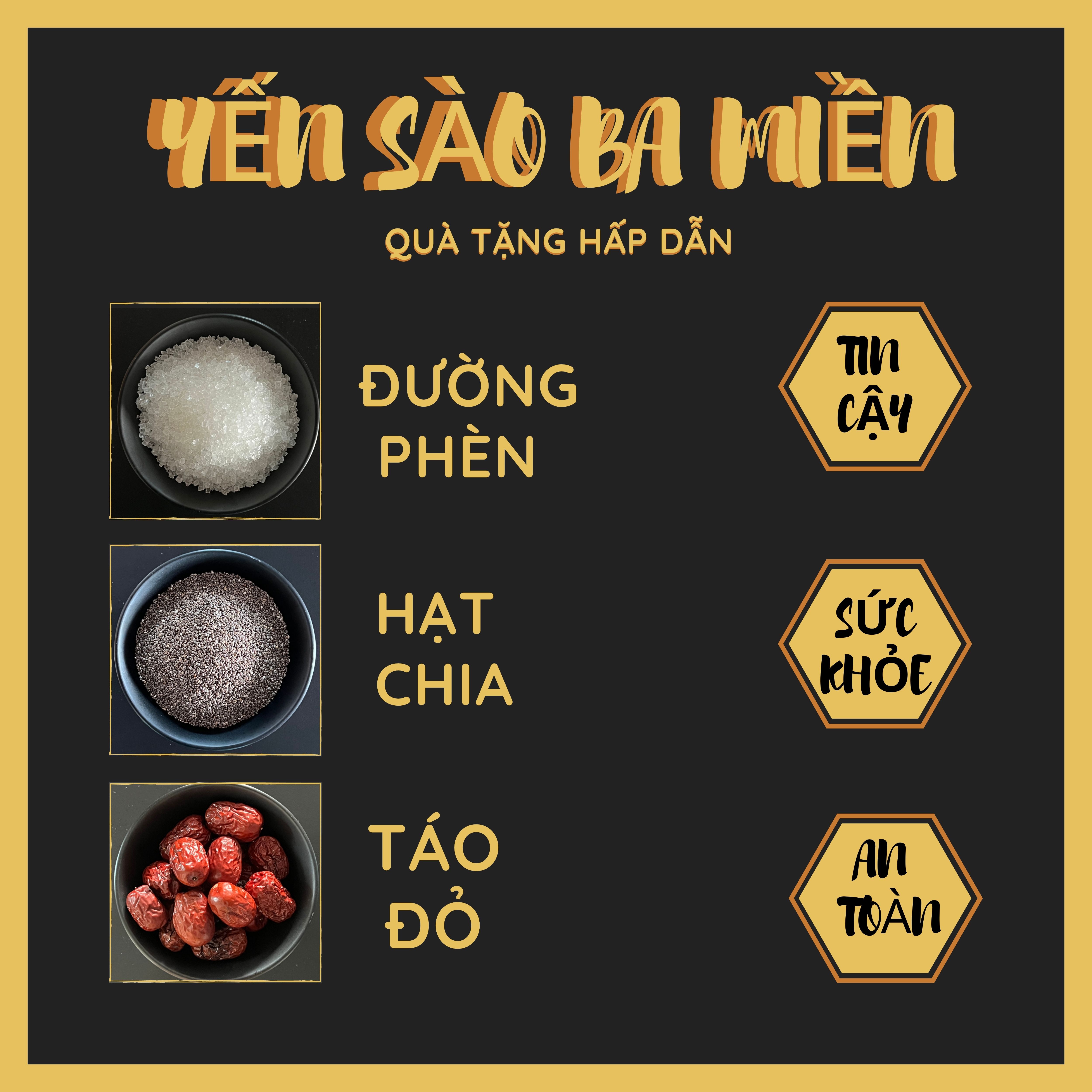 Tổ Yến Tinh chế loại 10 gram- Thương hiệu YẾN SÀO BA MIỀN- Tăng cường hệ miễn dịch, Cải thiện tiêu hóa và thèm ăn, Tăng cường phát triển trí não cho bé, Thúc đẩy quá trình lành vết thương, Cung cấp năng lượng &amp; Khôi phục vẻ rạng rỡ