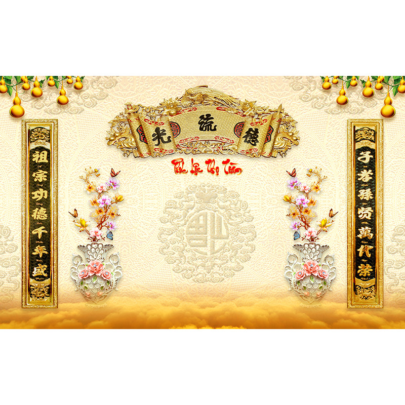 Tranh dán tường trang trí bàn thờ phòng thờ Cửu Huyền Thất Tổ CHTT_004 nhiều kích thước