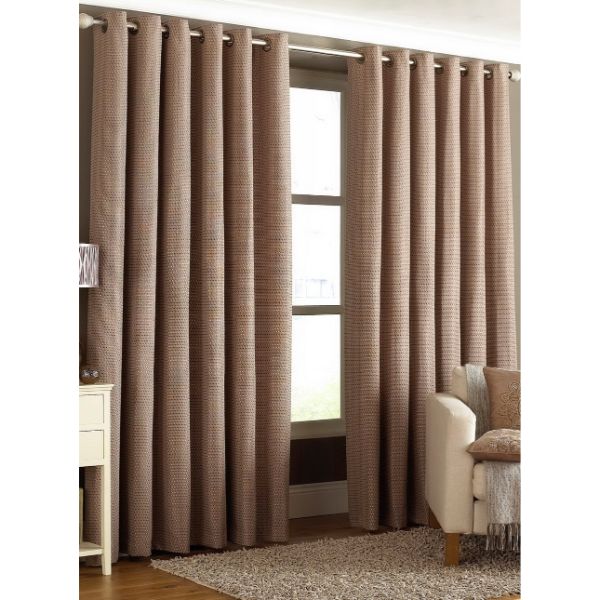 Rèm cửa vải LUCYA18-5 có thanh treo hợp kim nhôm màu gỗ đầu tròn - cao cố định 2m