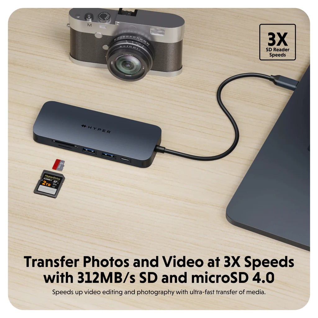 HUB chuyển đổi HyperDrive Next 8 in 1 PORT USB-C cho Macbook/ Laptop – Truyền tải dữ liệu nhanh HD4004GL - Hàng Chính Hãng