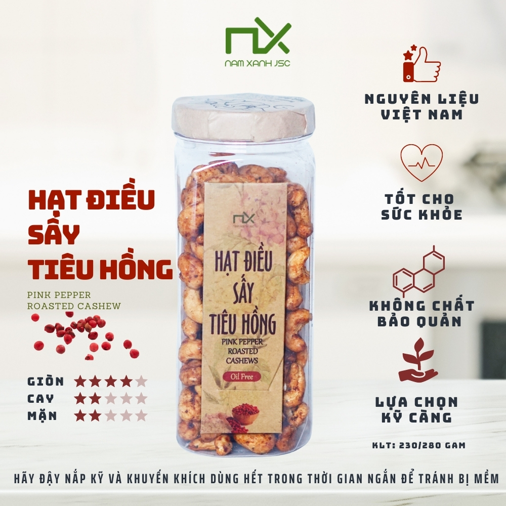 Hạt Điều Sấy Tiêu Hồng 230g / Pink Pepper Coated Cashews 230g