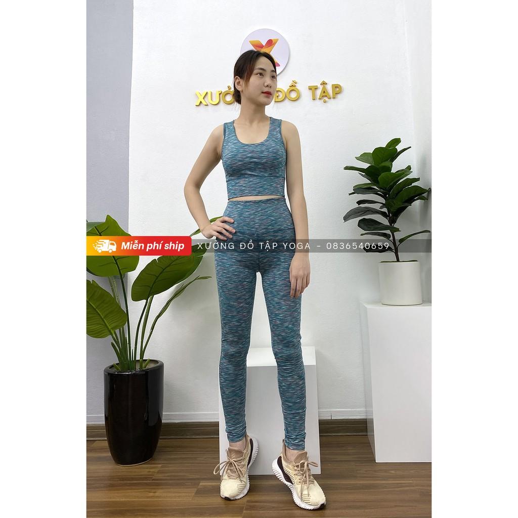 Hàng thiết kế độc lạ - Cam kết ảnh và video thật 100% - SET ĐỒ TẬP - Yoga, Gym, Aerobic - Xanh xước nhạt