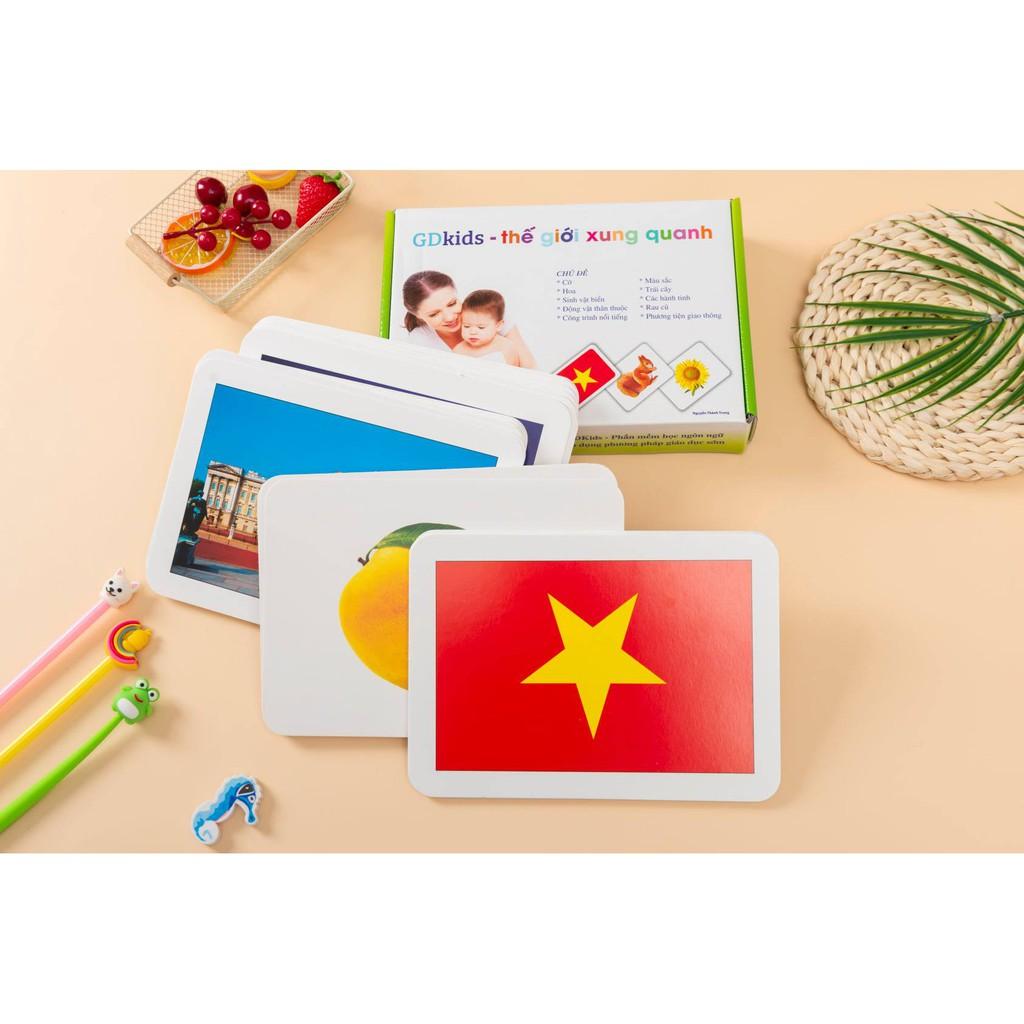 THẺ HỌC THẾ GIỚI XUNG QUANH - 10 CHỦ ĐỀ - 100 THẺ- Flash Card chuẩn phương pháp giáo dục sớm