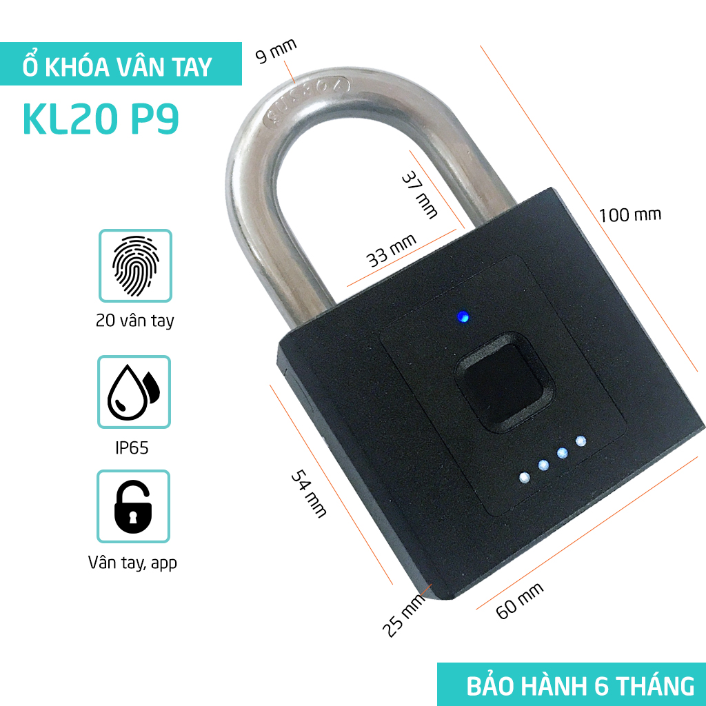 Khoá vân tay - Bluetooth loại lớn KL20 sạc USB