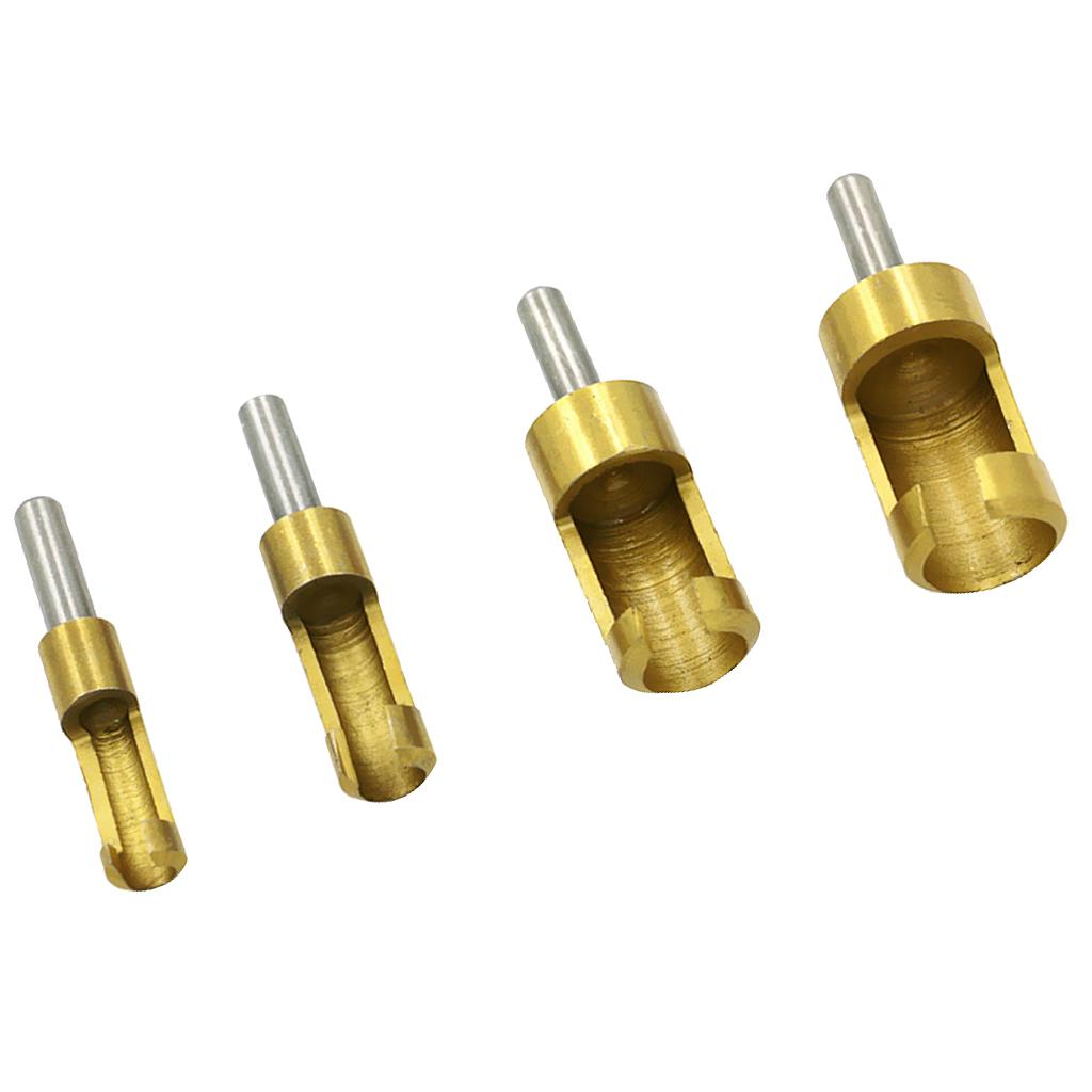 4 x 6/ 8/ 13/ 16mm Shank Carbon Steel Wood Work Plug Cutter Drill Bits Set