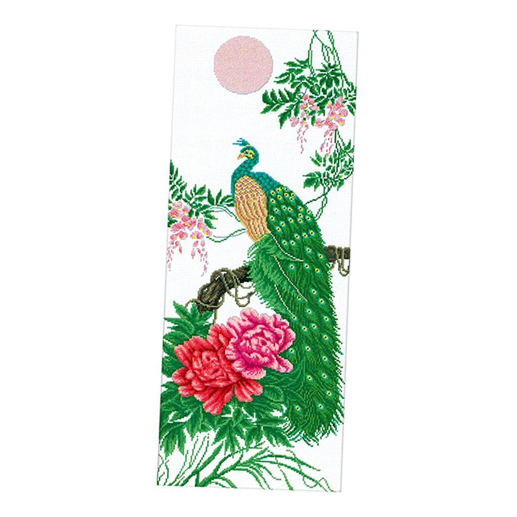 DIY Painting Peony Peacock Embroidery Cross Stitch Kits Crafts Home Decors