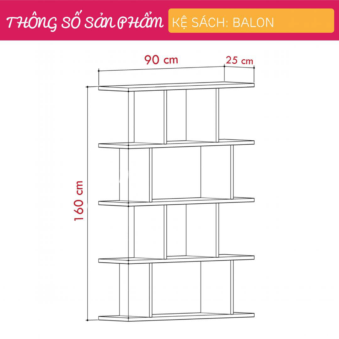 Giá sách hiện đại gỗ công nghiệp SMLIFE Balon