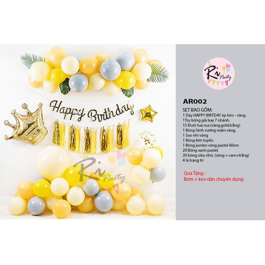 Bóng trang trí sinh nhật Happy Birthday tông Vàng