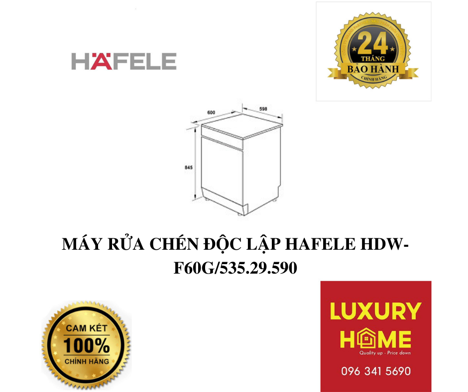 MÁY RỬA CHÉN ĐỘC LẬP HAFELE HDW-F60G/535.29.590 - HÀNG CHÍNH HÃNG