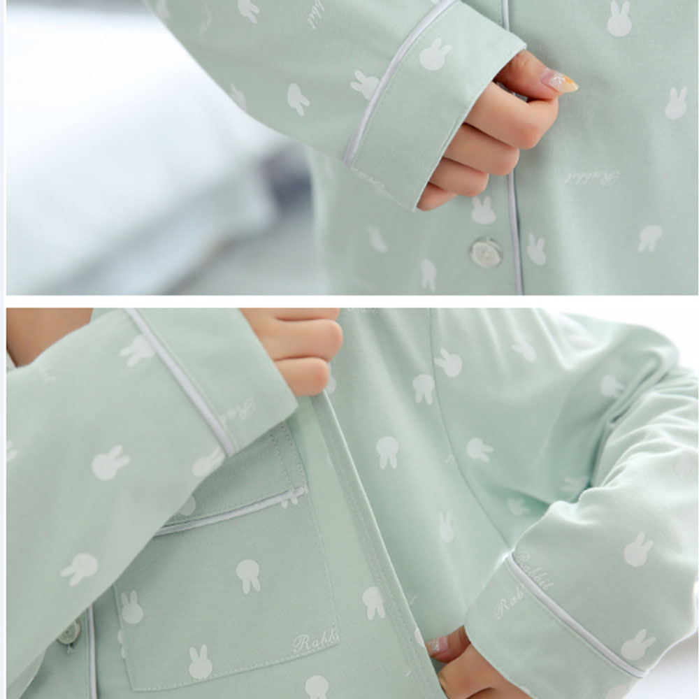 Bộ Pyjama Bầu Và Sau Sinh Dài Tay AZ8182 Chất Liệu Cotton Có Thiết Kế Mở 2 Bên Ngực Cho Con Bú Tiện Lợi