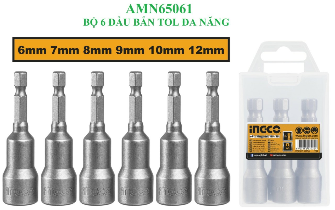 Bộ 6 đầu bắn tol đa năng INGCO AMN65061