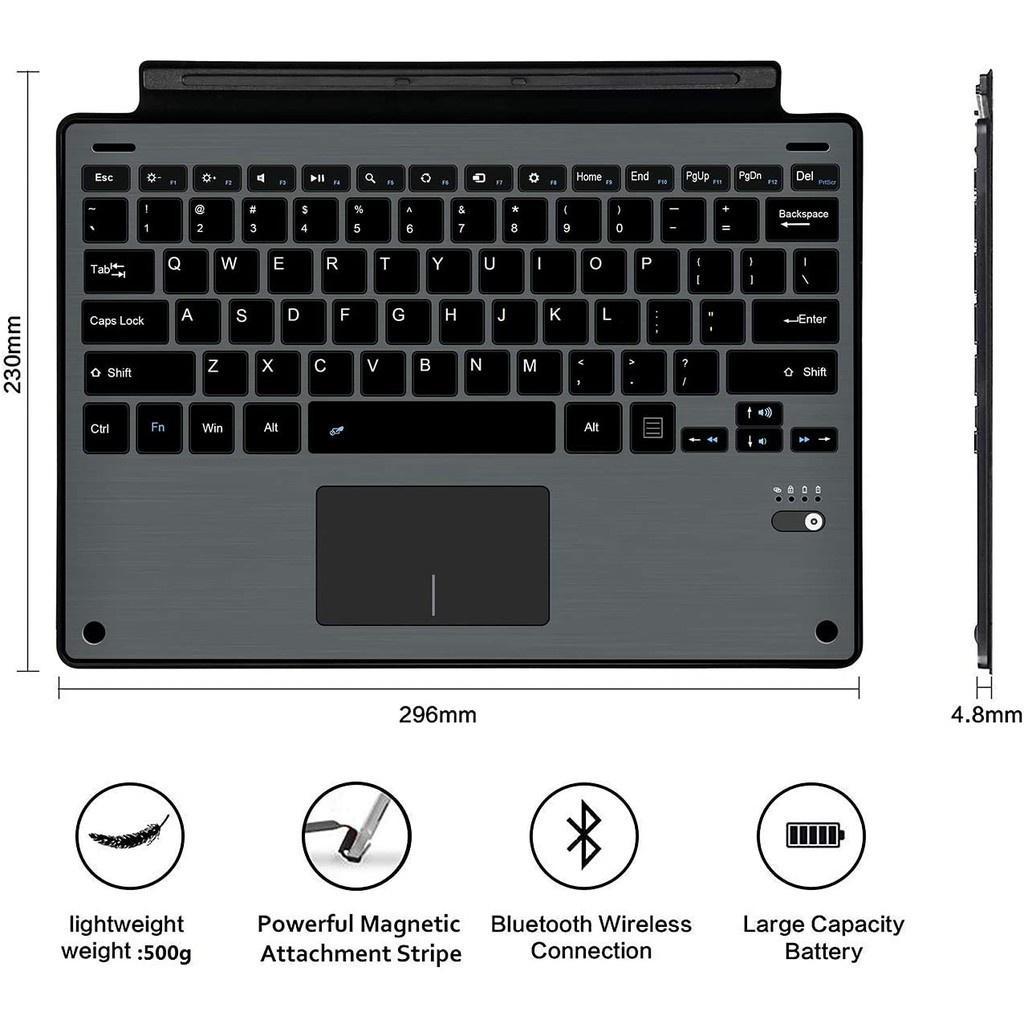 Bàn Phím Bluetooth Không Dây Có Đèn Nền Cho Microsoft Surface Go 1 Go 2 Pro 7 8 9 X Pro 6 Pro 5 Pro 4 Pro 3