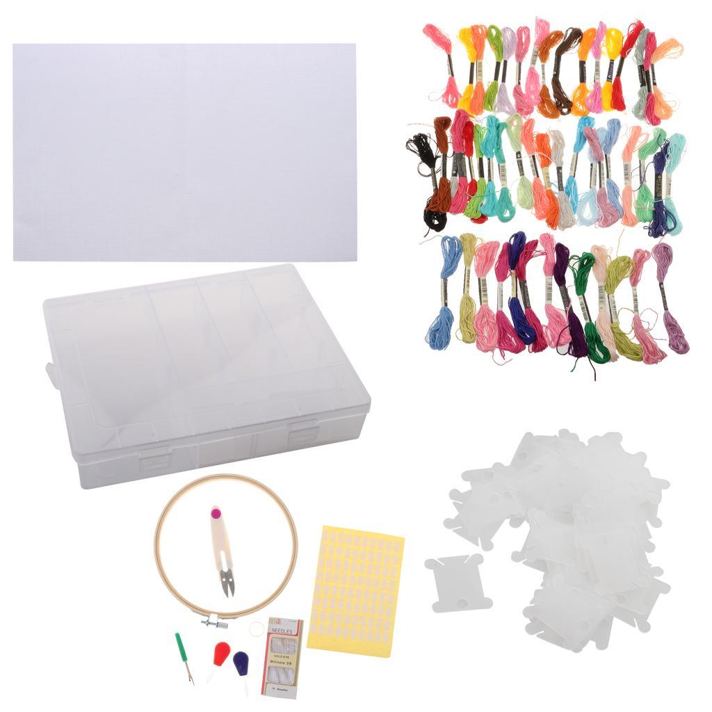 Embroidery Starter Kit with 50 Color Threads & Cross Stitch Hoops & Needles