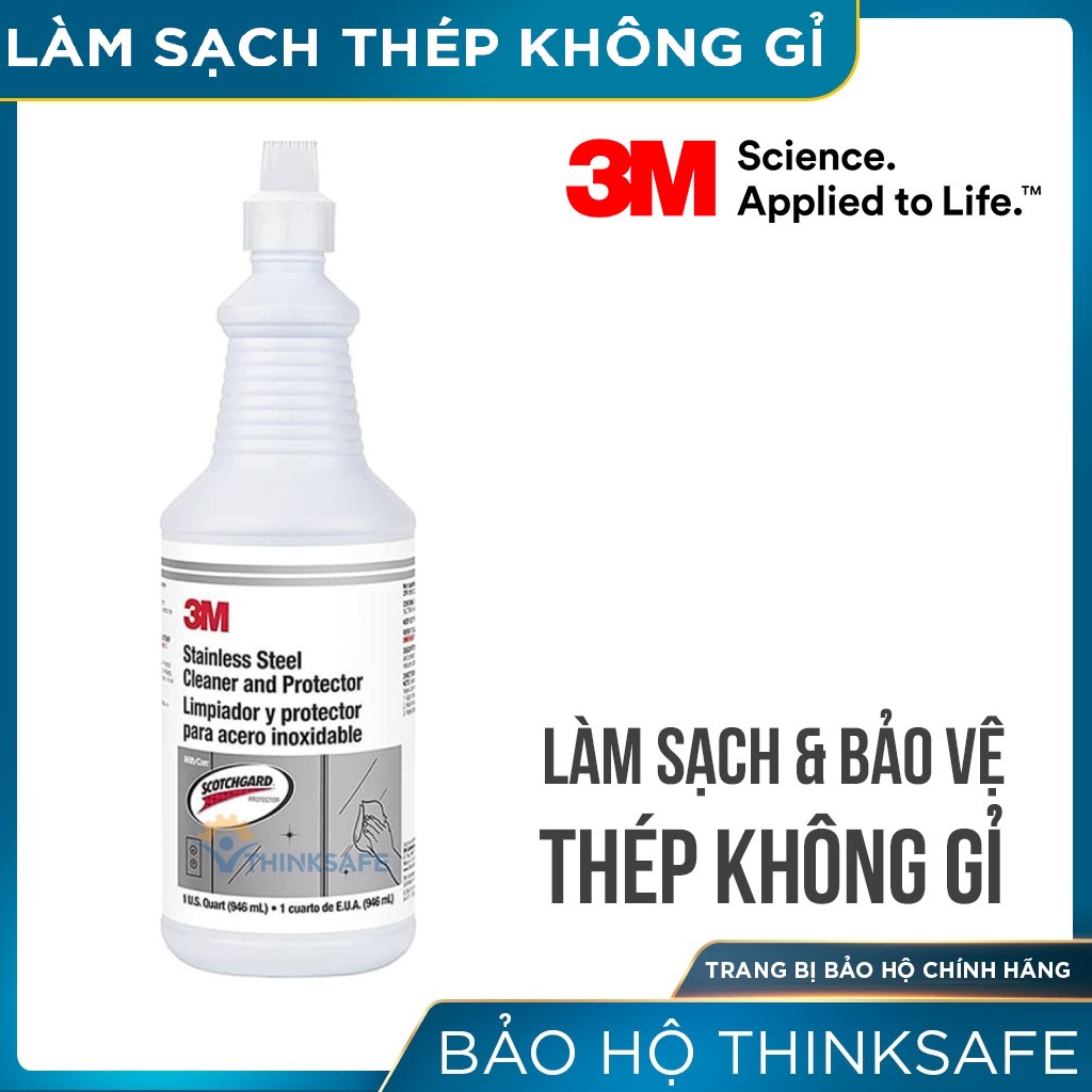 Chai Tẩy Rửa Bảo vệ Inox 3m Thinksafe, Vệ sinh thép, đóng bóng, bảo vệ, dung dịch tẩy rửa - 3M Stainless Protector