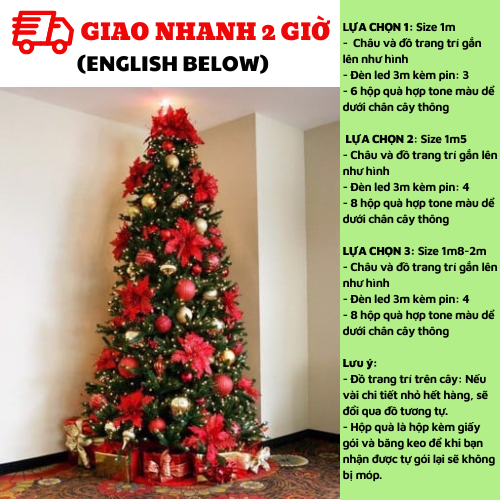 Bộ cây thông Noel và phụ kiện trang trí cây thông giáng sinh ctne11