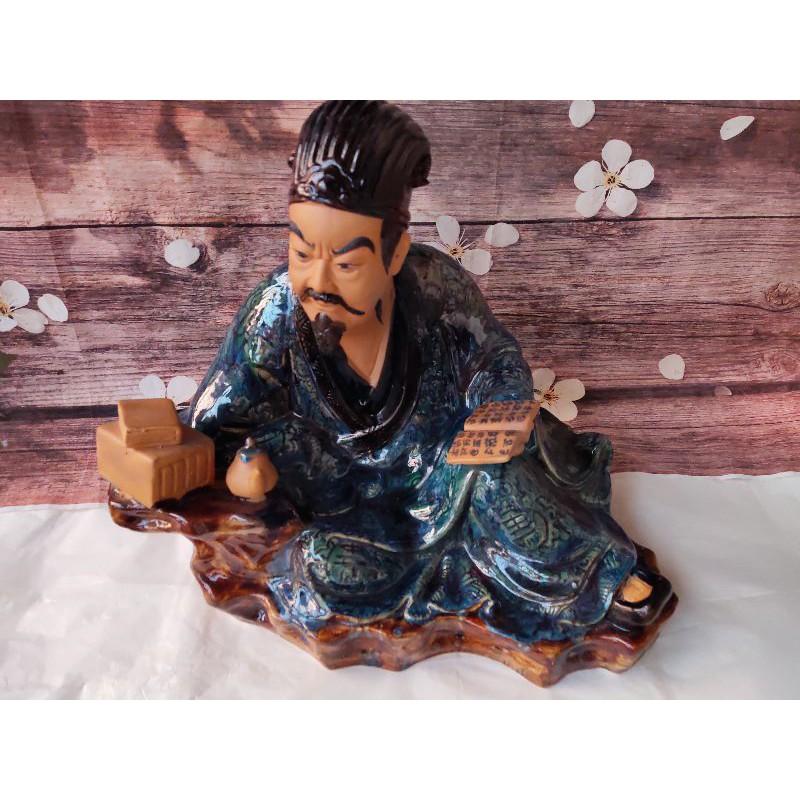 Tượng Khổng Minh men hỏa biến cỡ lớn 48 cm, gốm sứ Bát Tràng