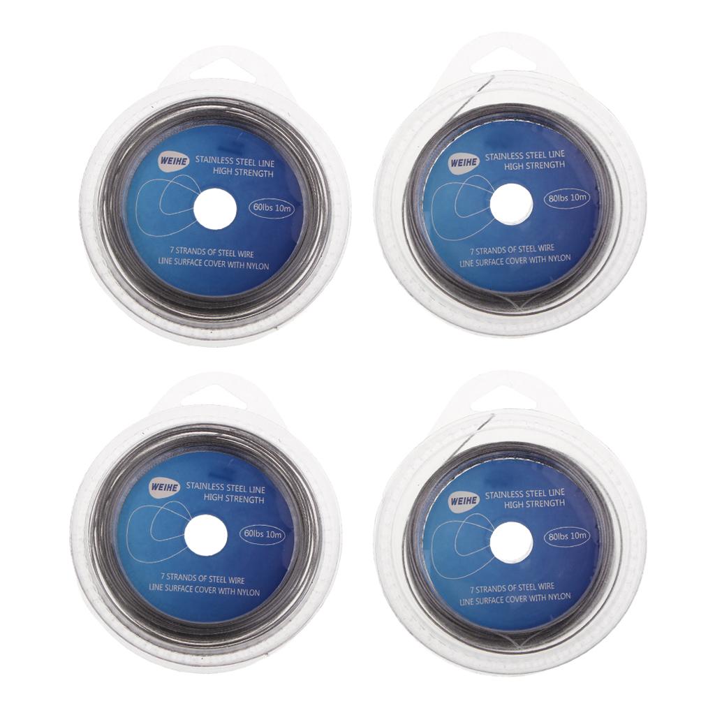 4-in-1 Fishing Wire Ultra Nylon Coated Stainless Steel Leader Wire Long 10m