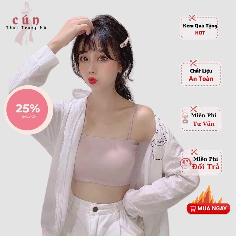 Áo bra nữ hai dây nâng ngực đúc su trơn Cun022, thun lạnh thoáng mát mềm mịn 2 dây mảnh thời trang
