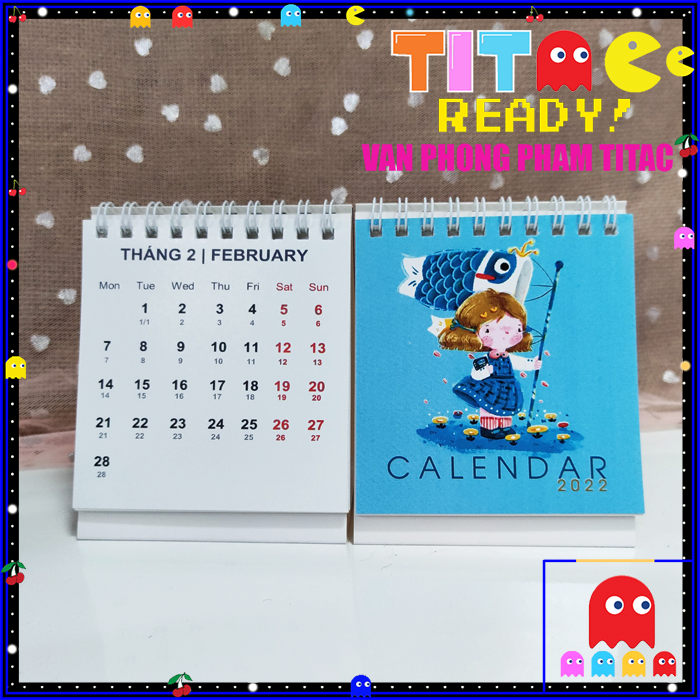 Lịch để bàn mini, lịch bỏ túi (pocket calendar) - Lịch Việt Nam 2022 có ngày âm lịch năm con hổ