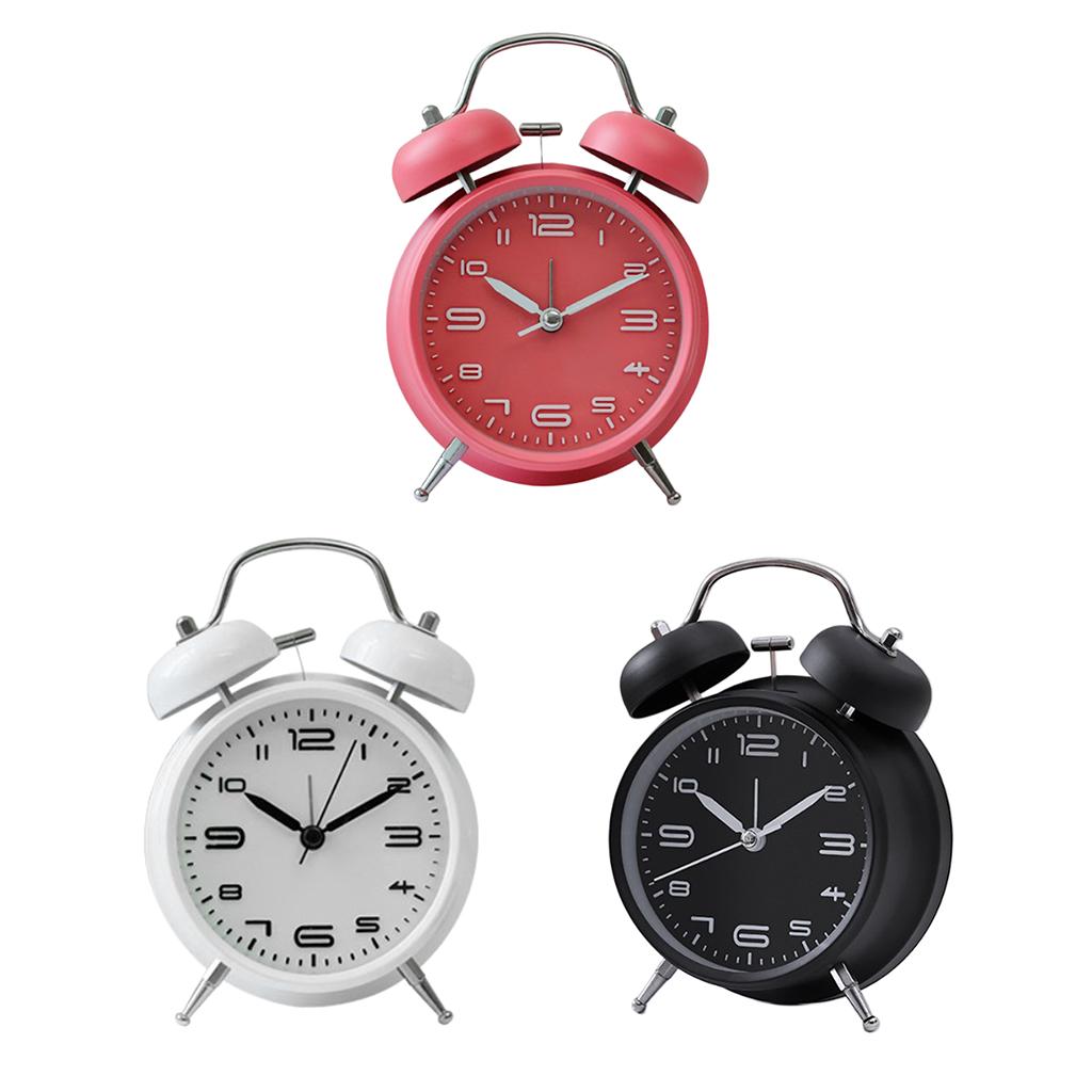 Classic Style Loud Double Bell Mechanical Alarm Clock for Kids Bedroom-Pink