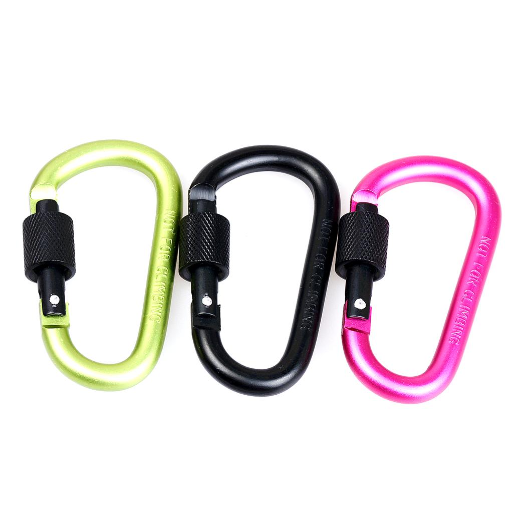 10Pieces D Ring Carabiner Screw Lock Climbing Buckle Snap Spring Clip Aluminum Alloy Hook Keychain for Camping Outdoor Activity