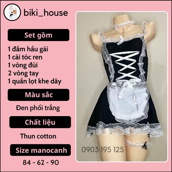 Cosplay hầu gái lolita đen kèm tạp dề sexy đáng yêu đồng phục cosplay người hầu maid gợi cảm BIKI HOUSE N773 - Hỏa Tốc