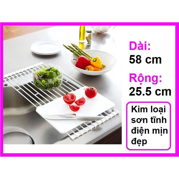 Kệ gác bồn rửa chén Giá bắc ngang bồn rửa chén gấp gọn, tiết kiệm diện tích 25,5cm x 58cm