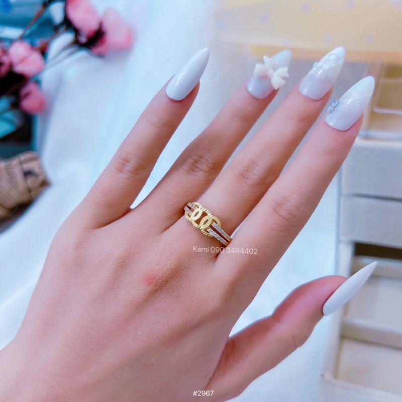 Nhẫn đồng vàng không bay màu hoạ tiết hot trend