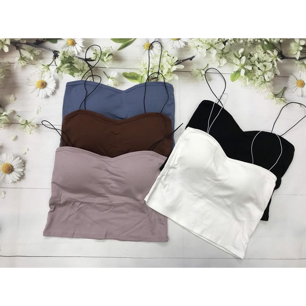 Áo bra, Áo bra 2 dây mảnh, Áo brallte dáng dài chất liệu cotton BH239