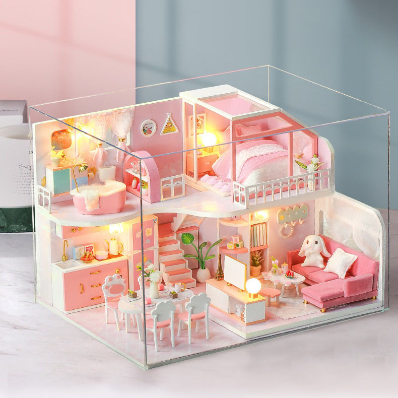 Đồ chơi lắp ghép  3D Mô hình nhà DIY Doll House Mid Summer Dream Kèm đèn LED