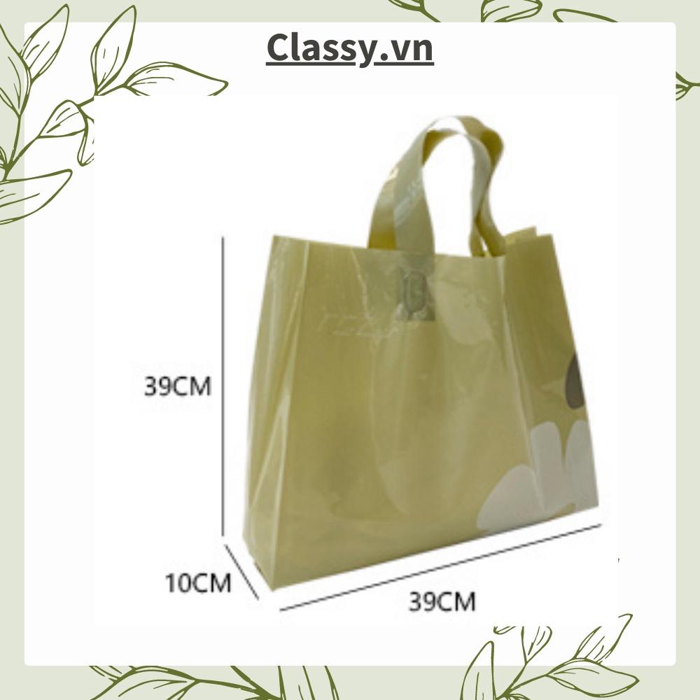 Classy Túi quai xách nhựa hoa trà chất lượng, đi shopping, làm quà tặng T1482