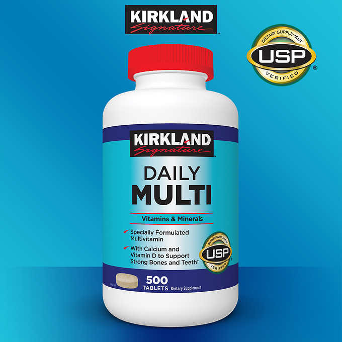 Vitamin Tổng Hợp Multivitamin Kirkland 500 Viên cho người dưới 50 tuổi, bổ sung vitamin khoáng chất cho cả nam va nữ, tăng cường hệ miễn dịch, sáng mắt, giảm căng thẳng mệt mỏi