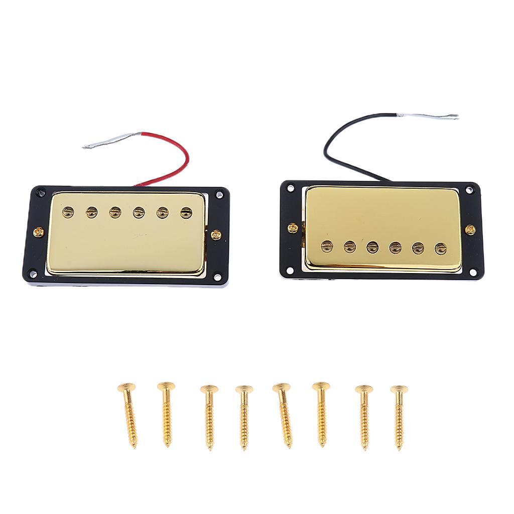 Gold Bridge Tailpiece + Sealed Humbucker Pickup Set for Les Paul Guitar