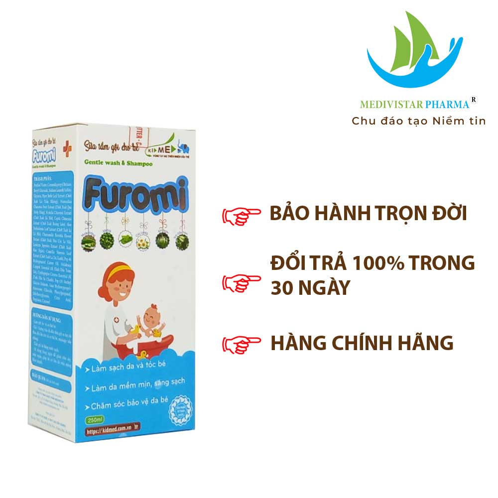 Combo 4 Sữa Tắm Gội Cho Trẻ FUROMI Chiết Xuất Thảo Dược Tự Nhiên Làm Mềm Da, Sạch Tóc, Hạn Chế Mẩn, Rôm Trên Da Bé 250ml/Chai