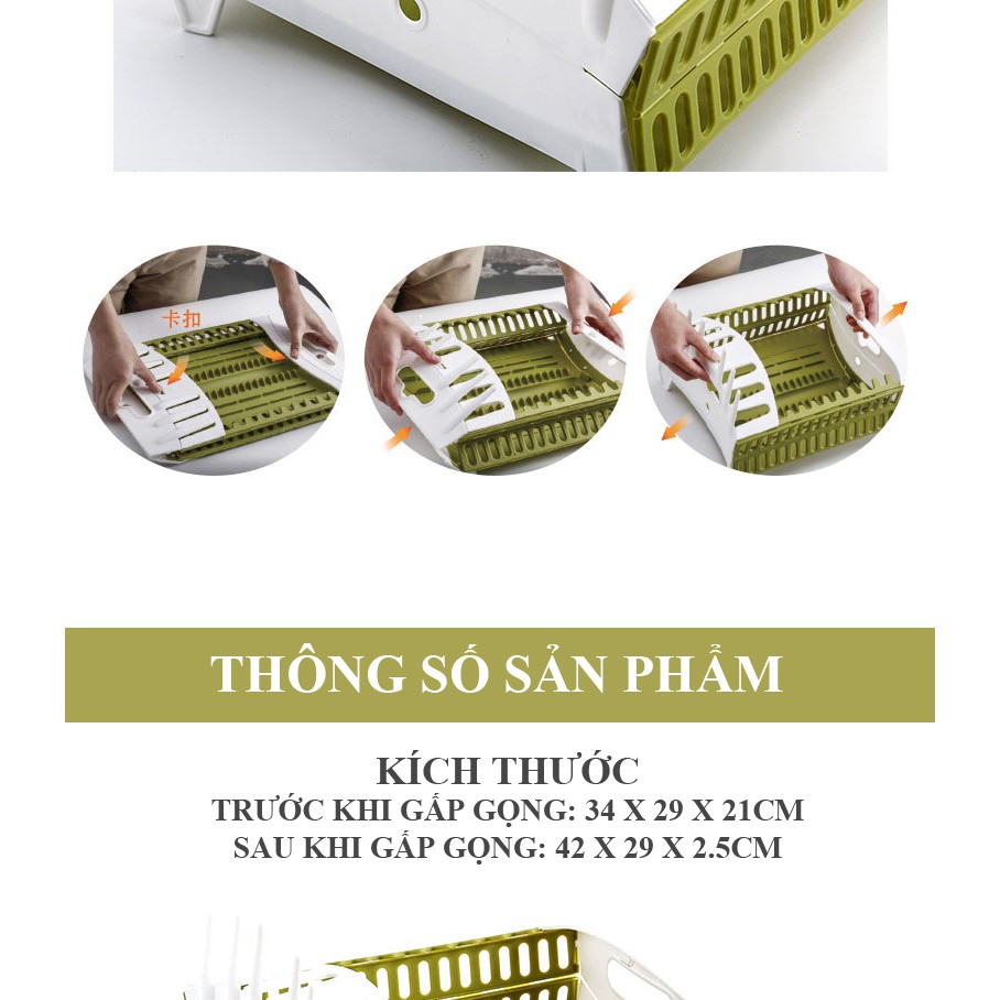 Kệ Để Chén Dĩa Nhà Bếp Đa Năng Xếp Gọn
