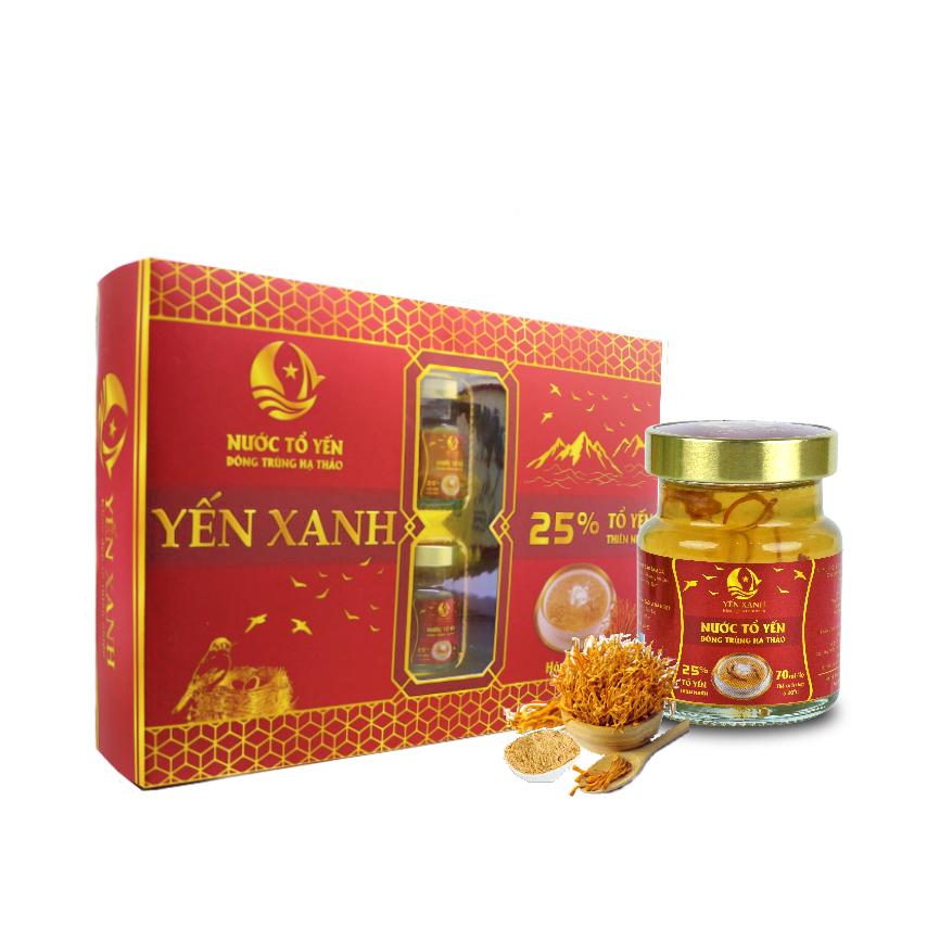 TỔ YẾN CHƯNG ĐÔNG TRÙNG HẠ THẢO - YẾN XANH (25% TỔ YẾN) - HỘP 6 LỌ