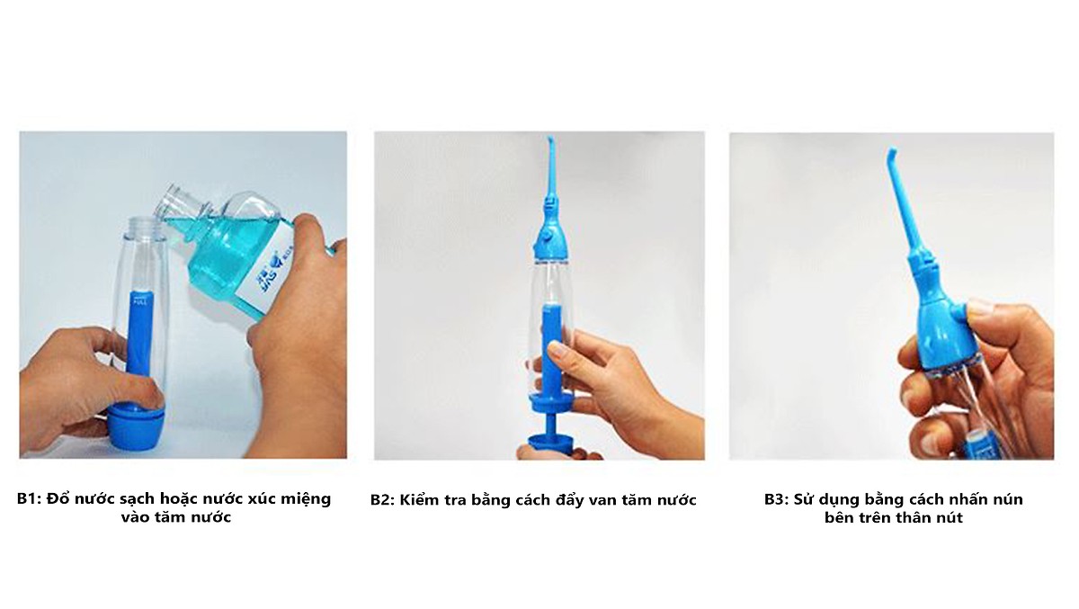 Máy Tăm Nước Bơm Hơi Water Floss (An Toàn ,Giúp Răng Miệng Thơm Mát, Áp lực Nước Cực Mạnh)