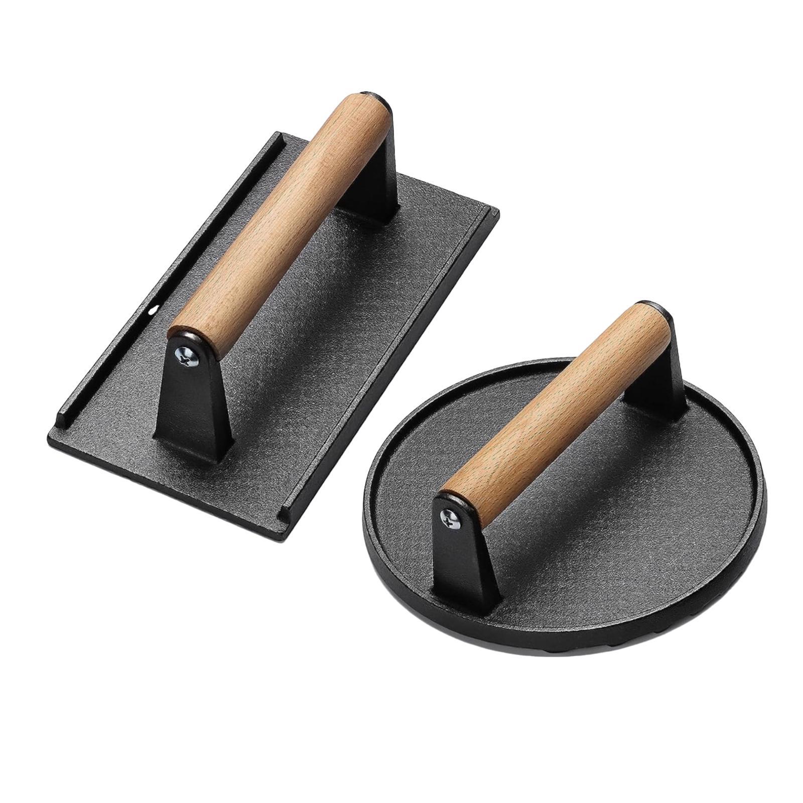 2Pcs Grill Press Patty Meat Press Tool for Outdoor Press Meat Steak Barbecue