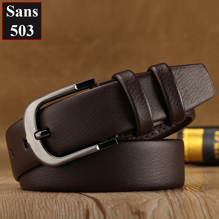Thắt lưng nam khóa kim gài Sans503 đơn giản classic dây nịt da mềm cổ điển vuông cao cấp đẹp thời trang công sở BH 1 năm