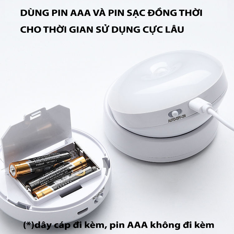 Đèn led cảm biến, cảm ứng nhận diện chuyển động thông minh L01, pin sạc và pin AAA, có đế xoay dán tường tiện lợi làm đèn học, lắp phòng ngủ, cầu thang. hành lang, nhà vệ sinh