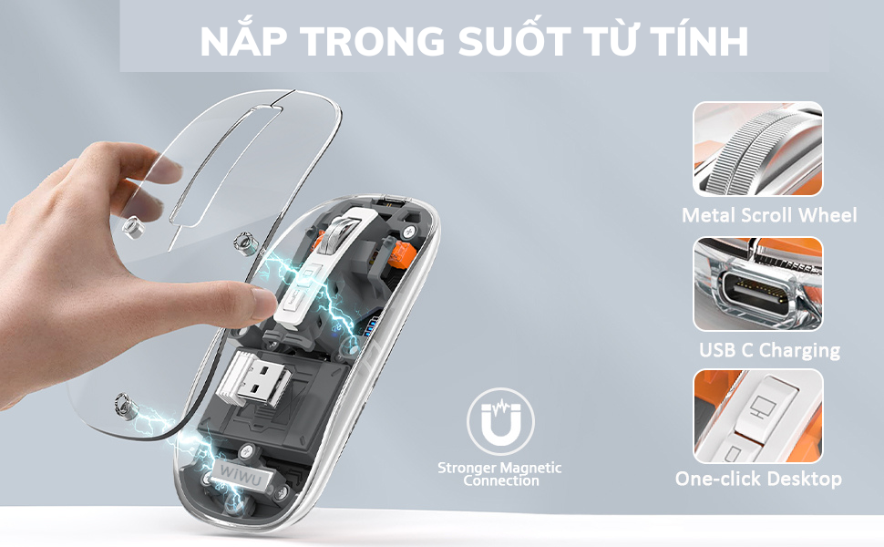 Chuột Trong Suốt WIWU Crystal Magnetic Wireless Mouse WM105
