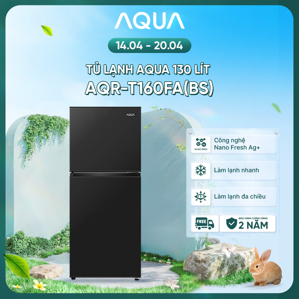 [DAILY] Tủ lạnh AQUA 130L ngăn đá trên AQR-T160FA(BS) - Freeship toàn quốc - Hàng chính hãng