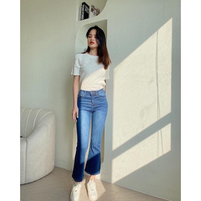 Quần Jean loe lửng nữ ống bass REVERCLOTHINGS Flare Jeans